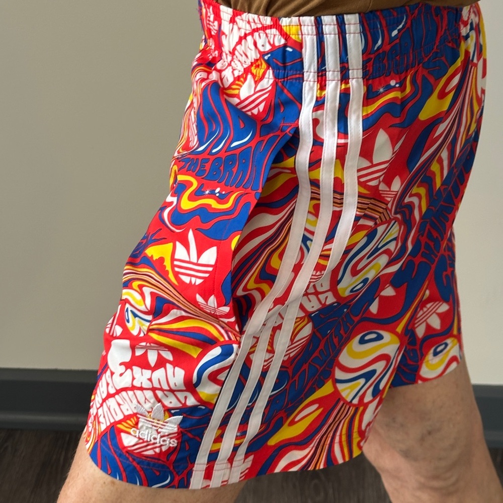 AdidasMen’s Multicolored Graphic 3-Stripes Shorts - Picture 3 of 7